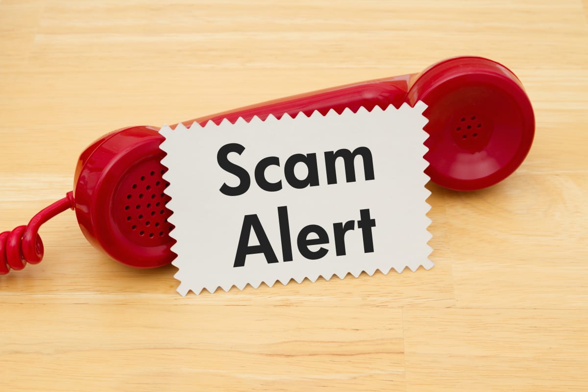 scam alert with telephone