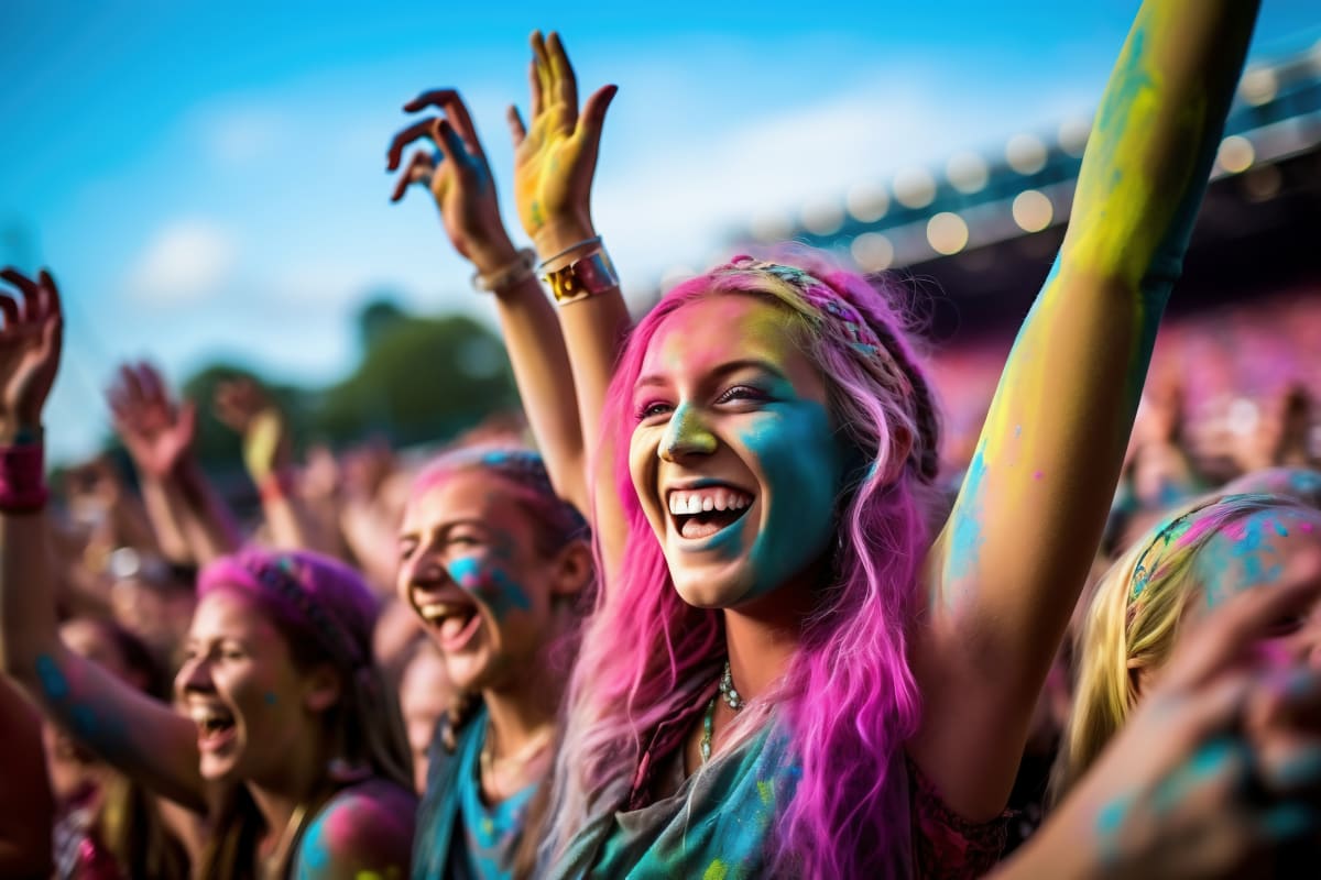 woman with painted face at festival