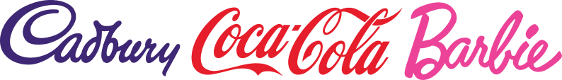 coca barbie cudbury wordmark logo